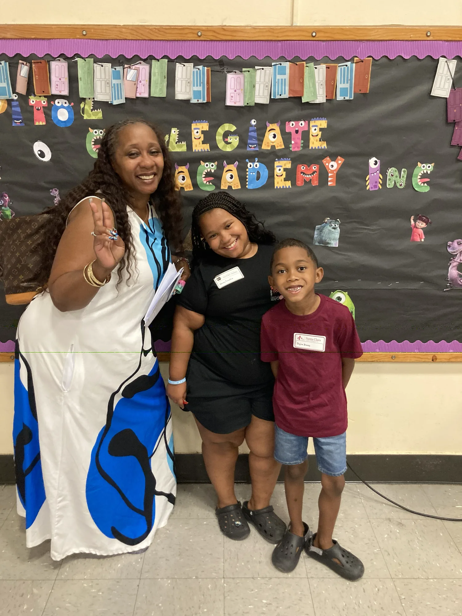 Families welcomed at the school entrance