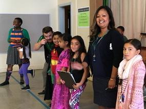 Staff and students interacting during a school event